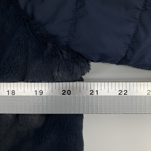 THE NORTH FACE Women Mossbud Reversible Parka Large Navy Insulated Hooded Coat - Picture 6 of 13